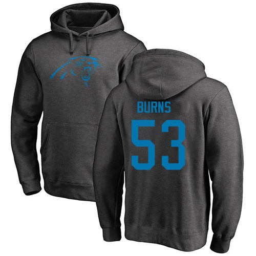 Carolina Panthers Men Ash Brian Burns One Color NFL Football #53 Pullover Hoodie Sweatshirts